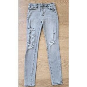 American Eagle Jeans Womens 2 Next Level Stretch Jegging Distressed Denim 27x27